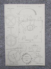 Beispiele für Uhrwerke - antiker Druck - 1875