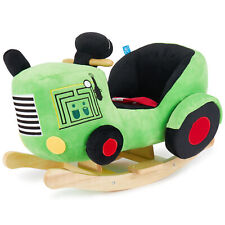 Schaukelpferd Plüsch Traktor Schaukeltier 60 cm Baby Wippe Holz Spielzeug ab 9 M