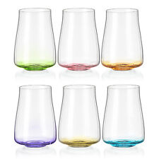 6 moderne Trinkgläser / Longdrinkgläser 400 ml mit farbigem Boden, Kristallglas