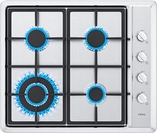 59cm Gaskochfeld 4 Flammig Einbauherd Gaskochfeld Propan/Erdgas Gaskocher 7800W