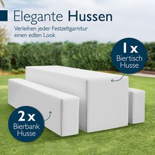 Biertischhussen Set 3tlg Blickdicht 50cm oder 70cm Bierzeltgarnitur Knitterfrei