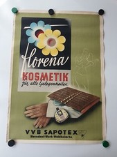 Plakat Florena Kosmetik VVB SAPOTEX Rosodont Werbung Reklame 1952 Original DDR