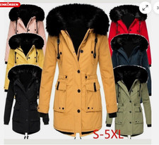 Damen Winter Jacke Stepp Mantel Parka Winterjacke Kunstpelz Warmgefüttert Kapuze