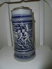 alter Bierkrug Zinndeckelkrug Sammlerkrug Jagdmotiv Jäger Sammlungsauflösung  1L