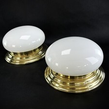 1 von 2 ART DECO Deckenlampe große Plafoniere Messing Opalglas