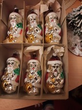 6 Alte Glas Weihnachtsmänner Mundgeblasen Lauscha