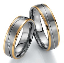 585Gold - Titan Eheringe + Diamant + Garantie Trauring Antragsring Hochzeitsring