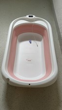 Zusammenklappbar Baby Badewanne mit Thermometer Rutschfesten Stützbeinen Kissen