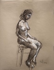 Wulfried Hengstenberg Frauenakt sitzend Erotik Kunst Berlin Orig. Zeichnung 2011