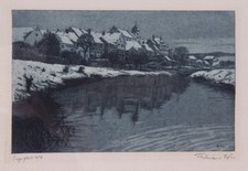 Ferdinand Dörr (1880-1968) - Jagstfeld am Neckar Aquatinta-Radierung 1912