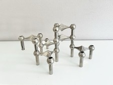 ✅ 6 Design-Kerzenständer FRITZ NAGEL STOFFI für BMF Metall, Stecksystem Vintage