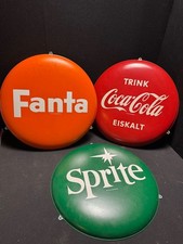 Coca-Cola / Fanta / Sprite Blechschilder Trio - Rund - 41cm - D um 1955/60 Z1++