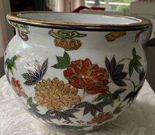 Asiatischer Übertopf, Handbemalt,  Blumen  Motive 80/90Jahre, H:20cm, B:22cm
