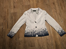 satinierter Blazer v. ROCCOBAROCCO in weiß-blau * Gr. 38 * 70er Stil