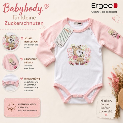 Mädchen body mit - bambi, rosa