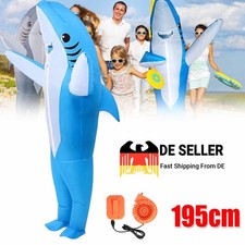 2025 Selbstaufblasbares Unisex Kostüm Hai aufblasbar BlowUp Fasching Karneval DE