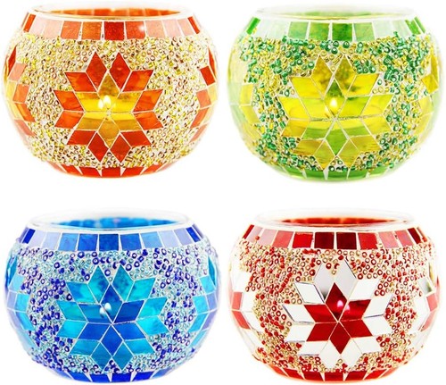 Teelichtglas mosaik 4er set - mosaik,