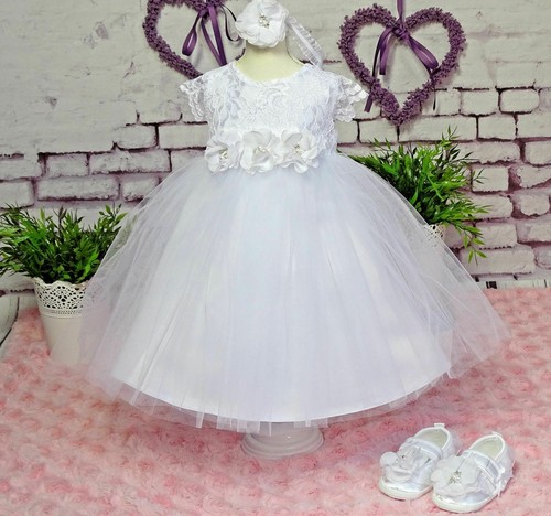 Taufkleid stirnband tüll - taufkleid, +stirnband