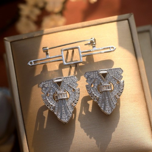 Brosche doppelt clips - doppelt, silber