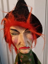 Handpuppe  Hexe Holzkopf handgeschnitzt - Kersa Micha Künstlerpuppen 