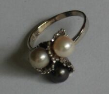 Weißgold Ring Tri color Akoja Südsee Tahiti Perle 585 Gold