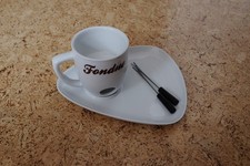 Fondueset Schokolade Tasse, Teller, 2 Gabeln weiss Porzellan  DEPOT