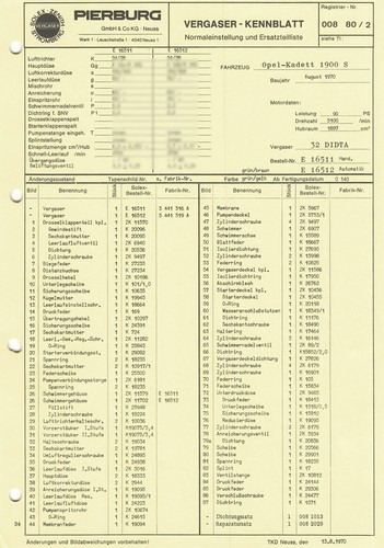 Datenblatt einstelldaten solex - datenblatt,