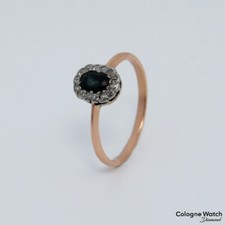 Vintage Ring mit ca. 0,28ct Diamant und Saphir in 585/14K Rosegold Gr. 58
