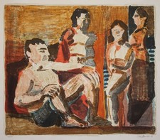 Rolf Lindemann Porträt Menschen Ostdeutsche Kunst Farblithografie 1981 17/150