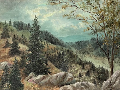 ölbild landschaft mit tal - tal, am