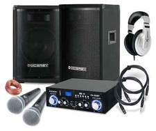 PA Anlage DJ Karaoke Sound Lautsprecher Boxen Verstärker Mikrofon Kabel Set 800W