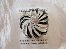 Brosche Blume Schwarz Strass