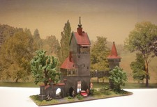 H0 Diorama HO 1:87 Stadttor Brücke See Stadt Turm patiniert Beleuchtung