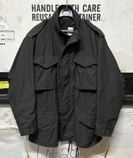 ORIGINAL US 80s ALPHA INDUSTRIES M65 FIELD JACKET MADE IN USA NAVY BLACK MED REG