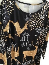 shirt kleid M schwarz hirsch pflanzen print boho blogger business