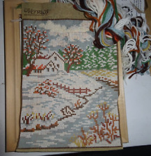 Stickbild mit Holzrahmen 29 x 23 cm, mit Wolle und Nadel, Handarbeit, sticken,