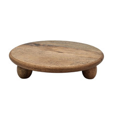Dekoteller rund auf Füßen Kerzentablett Mangoholz 29 cm Holztablett Blumenhocker