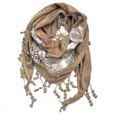 Dreieckstuch Halstuch Tuch Schal Stola Fransen Spitze Faltens​chal Cotton Uni