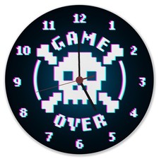 Game over totenkopf wanduhr - over,