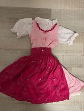Mädchen-Dirndl pink/rosa mit Schürze & Bluse Gr. 110/116 Seidenoptik NEU Unikat