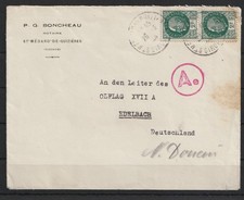 Frankreich Firmenbrief St. Medard de Guizieres nach EdelbachZensur 1944 #1094972