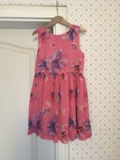 Next England Kleid 122 Chiffon Blumen Schmetterling Aquarell Festlich Neuwertig 