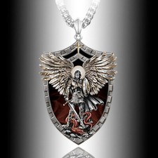 Tolle  multicolore Saint Michael Erzengel Halskette