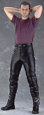 Stiefelhose schwarz Motorrad Kombihose Sport Motorradhose Protektoren Leder