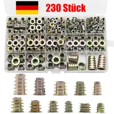 230 Stück Einschraubmutter, Gewindeeinsatz Holz Einschraubmutter M4 M5 M6 M8 M10