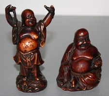 2 Buddha-Figuren - asiatische Mönche - Dekofiguren Polyresin?