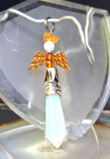 Anhänger Pendel Schutzengel Opalit Bernstein Schutz Amulett 6cm aus Atelier