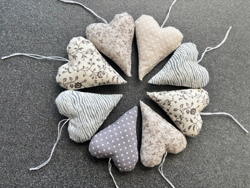 Stoffherzen hellgra beige - ,