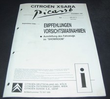 Werkstatthandbuch Citroen Xsara Picasso Vorsichtsmaßnahmen Showroom 12/1999!