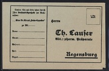 Regensburg, Bestellkarte der Versandapotheke, Ansichtskarte 